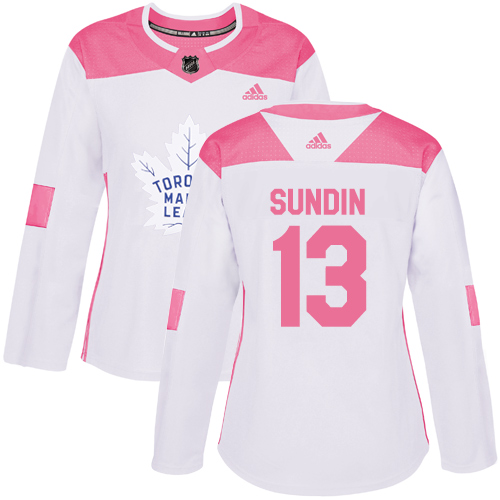 Adidas Maple Leafs #13 Mats Sundin White/Pink Authentic Fashion Women's Stitched NHL Jersey